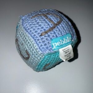 Blue Crochet Letter Rattle Block Learning Toy